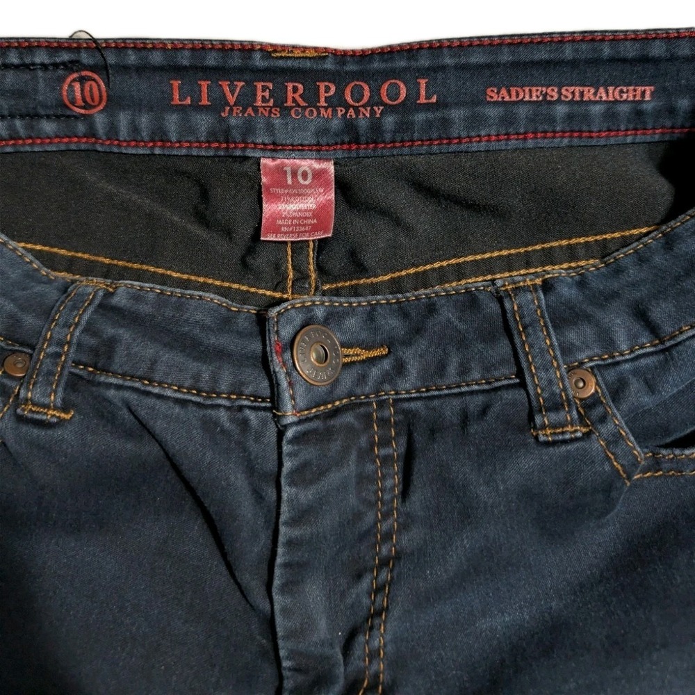 Liverpool Sadie Straight Jeans Womens 10 Dark Wash Stretch Mid Rise Denim - Picture 4 of 7